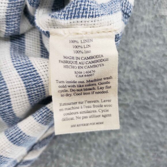 Faherty Palma Linen Shirt Mens Large White Blue Striped Tropical Hawaiian - Picture 6 of 6